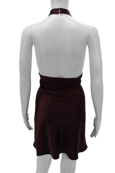 Zara Womens A-Line Halter Dress Red Sleeveless Polyester Zip Size XL