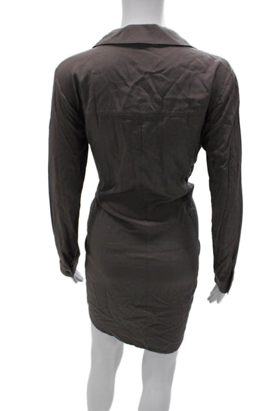 Splendid Womens Shirt Dress Gray Collared Button Rayon Long Sleeve Short Size M