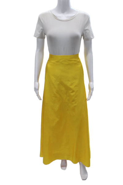 Simon Chang Women Maxi Skirt Yellow Polyester Long Zip Size 12
