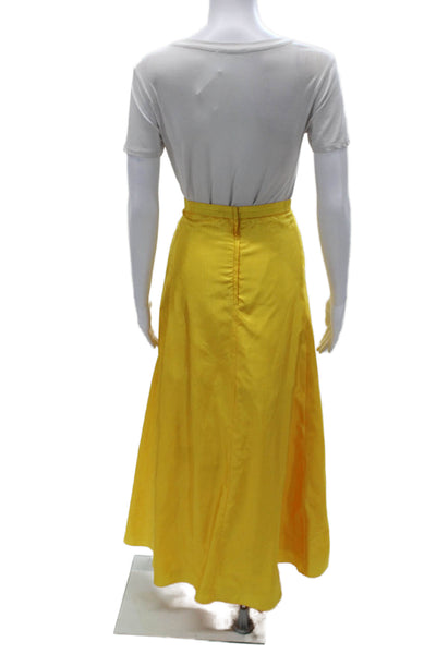 Simon Chang Women Maxi Skirt Yellow Polyester Long Zip Size 12