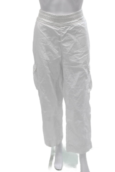 James Perse Womens Cargo Pants White Striped Cotton Pull On Size 4