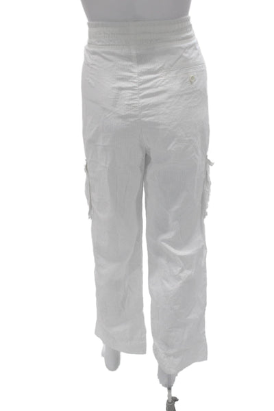 James Perse Womens Cargo Pants White Striped Cotton Pull On Size 4