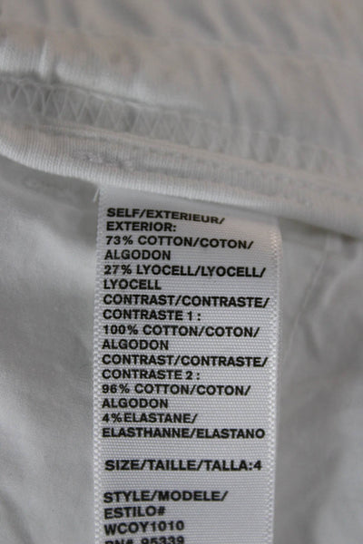 James Perse Womens Cargo Pants White Striped Cotton Pull On Size 4