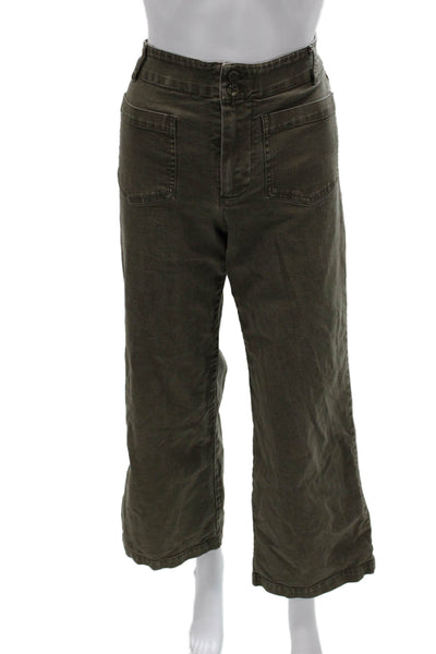 YFB Womens Green Cotton Cropped Pants Mid Rise 29 Inseam Size 5