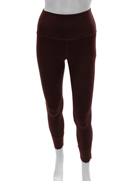 Lululemon Women Ankle Leggings Red Nylon Solid Pull On Size 4