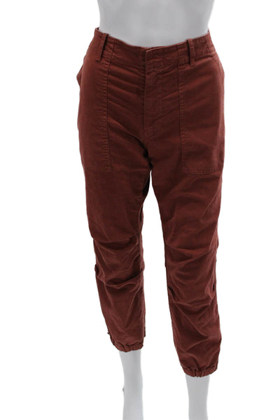 Nili Lotan Women Brown Jogger Pants Cotton Blend Zip Size 8