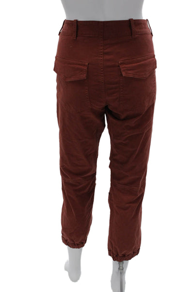 Nili Lotan Women Brown Jogger Pants Cotton Blend Zip Size 8