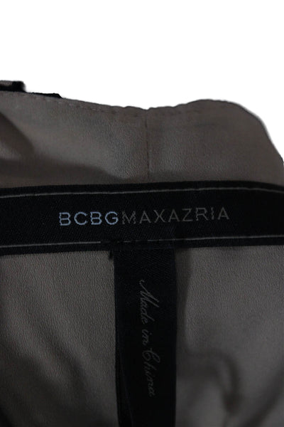 BCBGMAXAZRIA Womens Black Floral Cotton V-Neck Sleeveless Blouse Zip Size S