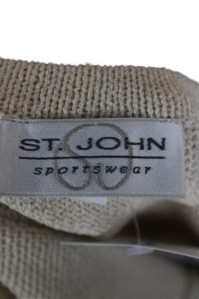 St. John Sport Women Basic Tank Sleeveless Scoop Neck Beige Polyester Size PP