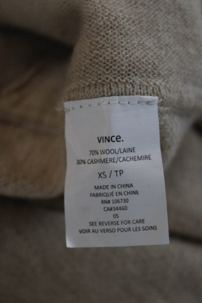 Vince Women Wool Collared Cardigan Beige Long Sleeve Size XS