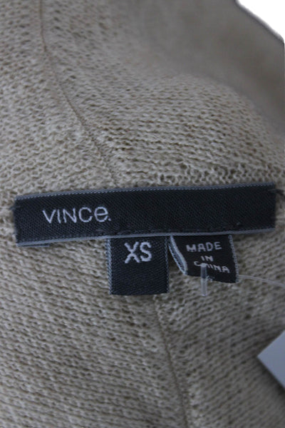 Vince Women Wool Collared Cardigan Beige Long Sleeve Size XS