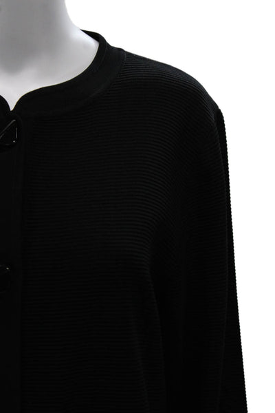 Exclusively Misook Women Black Striped Cardigan Long Sleeve Size S