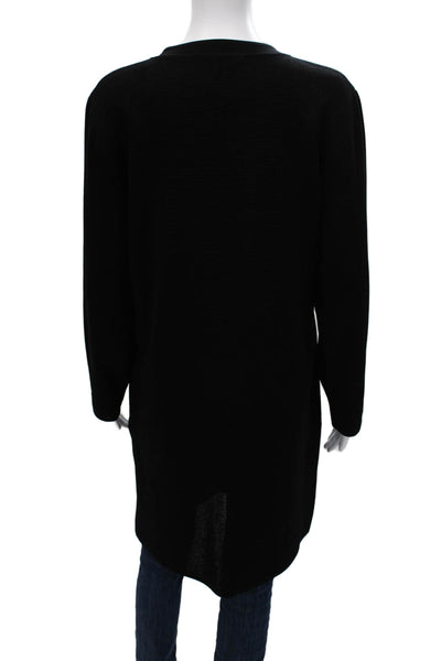 Exclusively Misook Women Black Striped Cardigan Long Sleeve Size S