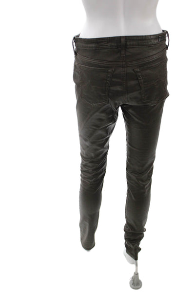 AG Adriano Goldschmied Womens Skinny Jeans Brown Cotton Blend Button Size 26