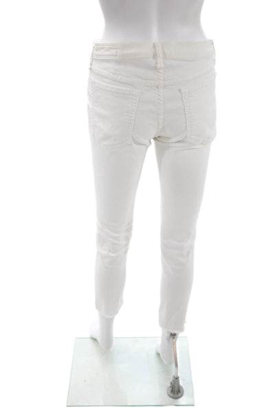 Rag & Bone Women Cropped Jeans White Cotton Low Rise Button Fly Size 27