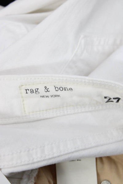 Rag & Bone Women Cropped Jeans White Cotton Low Rise Button Fly Size 27