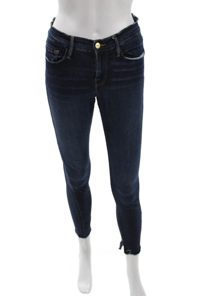 Frame Denim Women Ankle Jeans Blue Low Rise Button Cotton Size 28