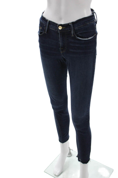 Frame Denim Women Ankle Jeans Blue Low Rise Button Cotton Size 28