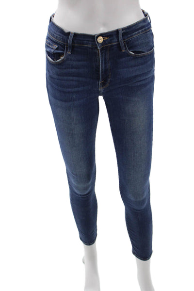 Frame Denim Women Skinny Jeans Blue Low Rise Cotton Size 28
