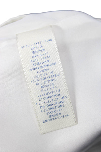 Rebecca Minkoff Womens Silk V-Neck Tunic Blouse White Long Sleeve Size L