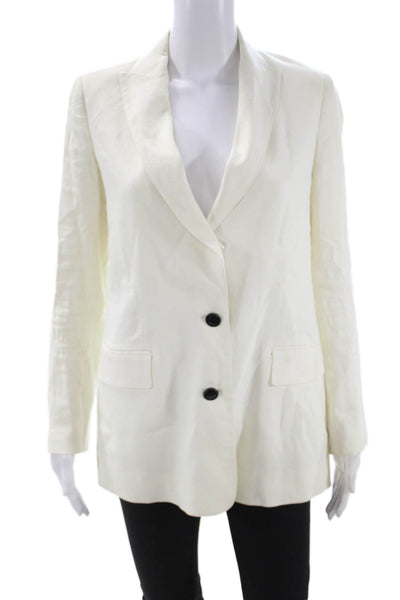 Vince Womens Pant Suit Linen Blazer Ivory Long Sleeve Solid Spring Size 4