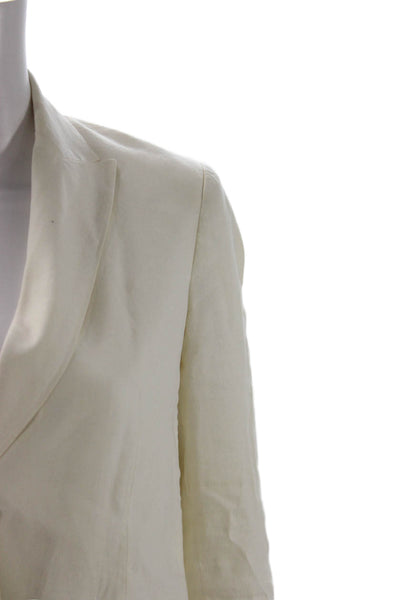 Vince Womens Pant Suit Linen Blazer Ivory Long Sleeve Solid Spring Size 4