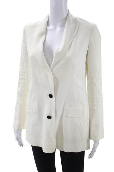 Vince Womens Pant Suit Linen Blazer Ivory Long Sleeve Solid Spring Size 4