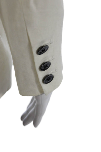Vince Womens Pant Suit Linen Blazer Ivory Long Sleeve Solid Spring Size 4