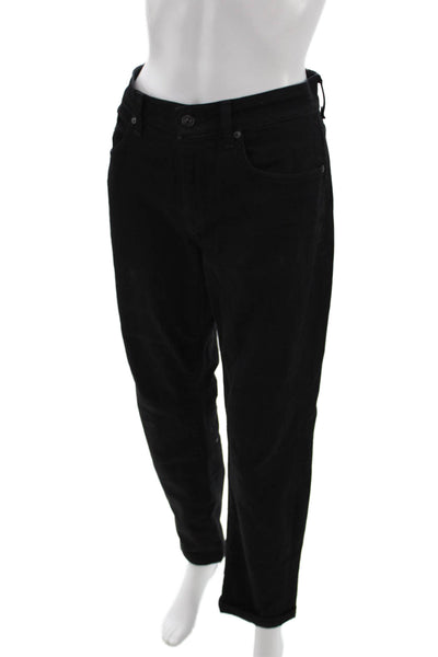 7 For All Mankind Women Tapered Jeans Black Cotton Blend Mid Rise Size 30