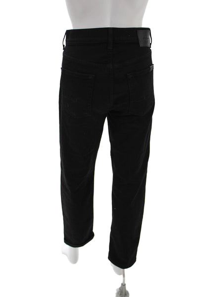 7 For All Mankind Women Tapered Jeans Black Cotton Blend Mid Rise Size 30