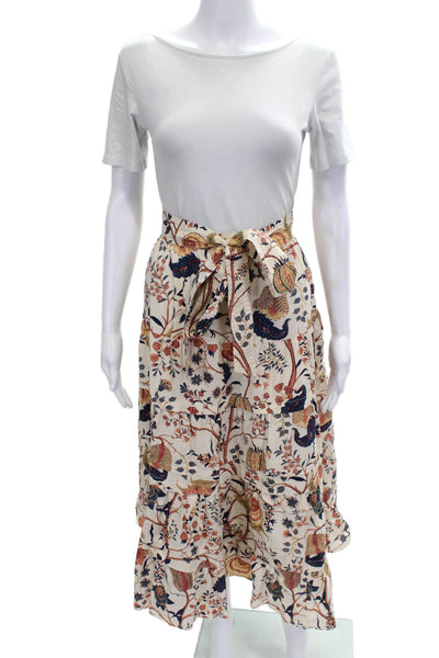 Ulla Johnson Womens Wrap Skirt Multicolor Floral Tie Cotton Long Size 10