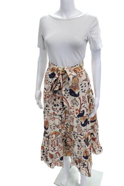Ulla Johnson Womens Wrap Skirt Multicolor Floral Tie Cotton Long Size 10