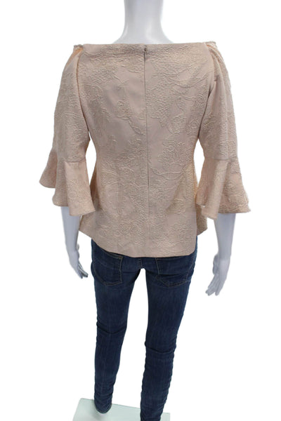 Adrianna Papell Women Pink Floral Off the Shoulder 3/4 Sleeve Blouse Size 4