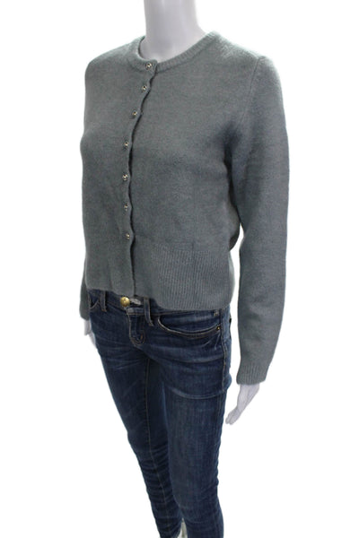 Zara Women Cardigan Green Long Sleeve Crew Neck Acrylic Solid Size M
