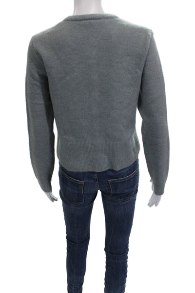 Zara Women Cardigan Green Long Sleeve Crew Neck Acrylic Solid Size M