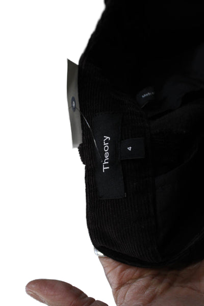 Theory Womens Ankle Pants Black Cotton Zip Solid Size 4