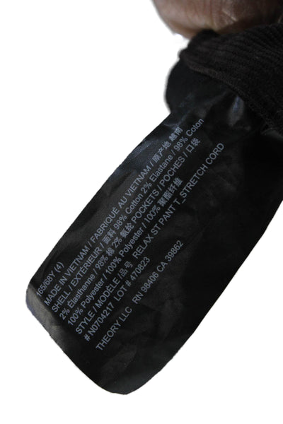 Theory Womens Ankle Pants Black Cotton Zip Solid Size 4