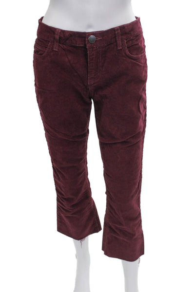 Current/Elliott Women Cropped Pants Red Cotton Solid Button Size 26