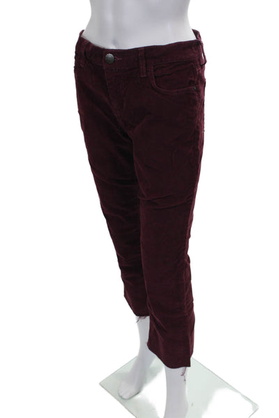 Current/Elliott Women Cropped Pants Red Cotton Solid Button Size 26