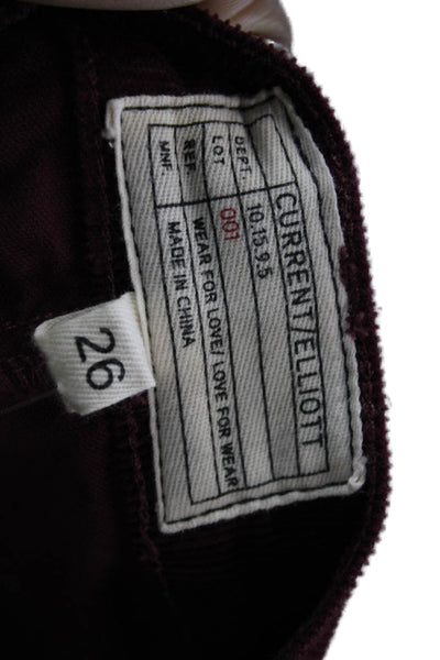 Current/Elliott Women Cropped Pants Red Cotton Solid Button Size 26
