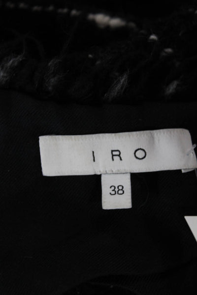 IRO Women Basic Jacket Black Checked Open Front Long Sleeve Size 38
