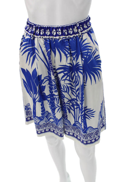 Zara Women Bermuda Shorts Blue Floral Polyester Blend Summer Size XS
