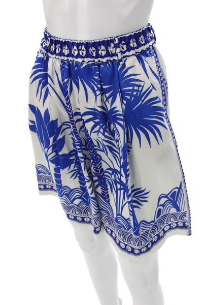 Zara Women Bermuda Shorts Blue Floral Polyester Blend Summer Size XS