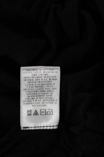 ALC Women Cropped Black Cotton Long Sleeve T-Shirt Round Neck Tie Size S