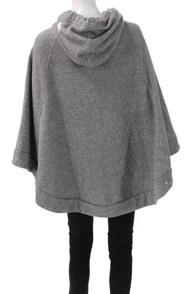 Roots Women Cape Hoodie Gray Cotton Round Neck 3/4 Sleeve Size One Size