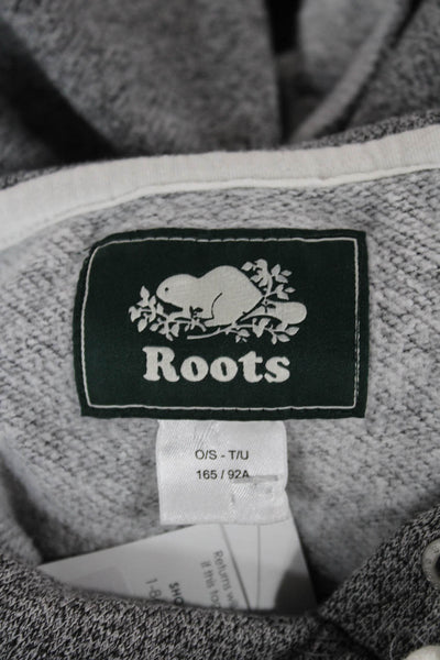 Roots Women Cape Hoodie Gray Cotton Round Neck 3/4 Sleeve Size One Size