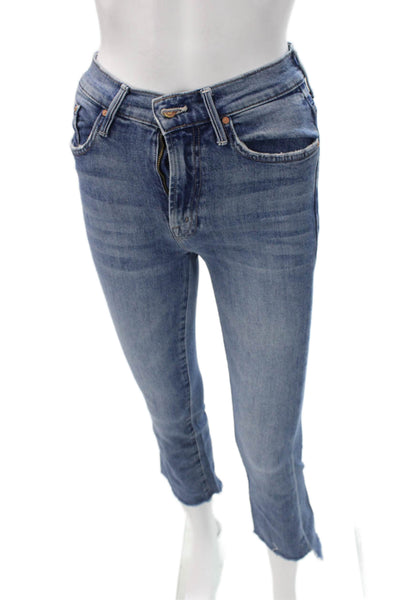 Mother Women Cropped Jeans Blue Cotton Mid Rise Inseam 23 Size 24