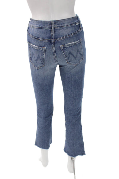 Mother Women Cropped Jeans Blue Cotton Mid Rise Inseam 23 Size 24