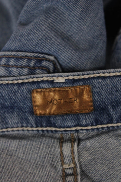 Mother Women Cropped Jeans Blue Cotton Mid Rise Inseam 23 Size 24