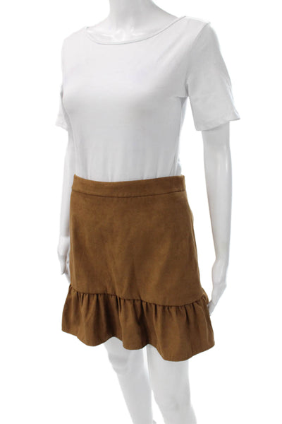 J Crew Womens A-Line Mini Skirt Brown Polyester Solid Zip Size 2